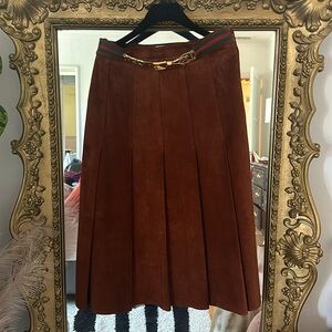 Gucci Suede Pleated Skirt